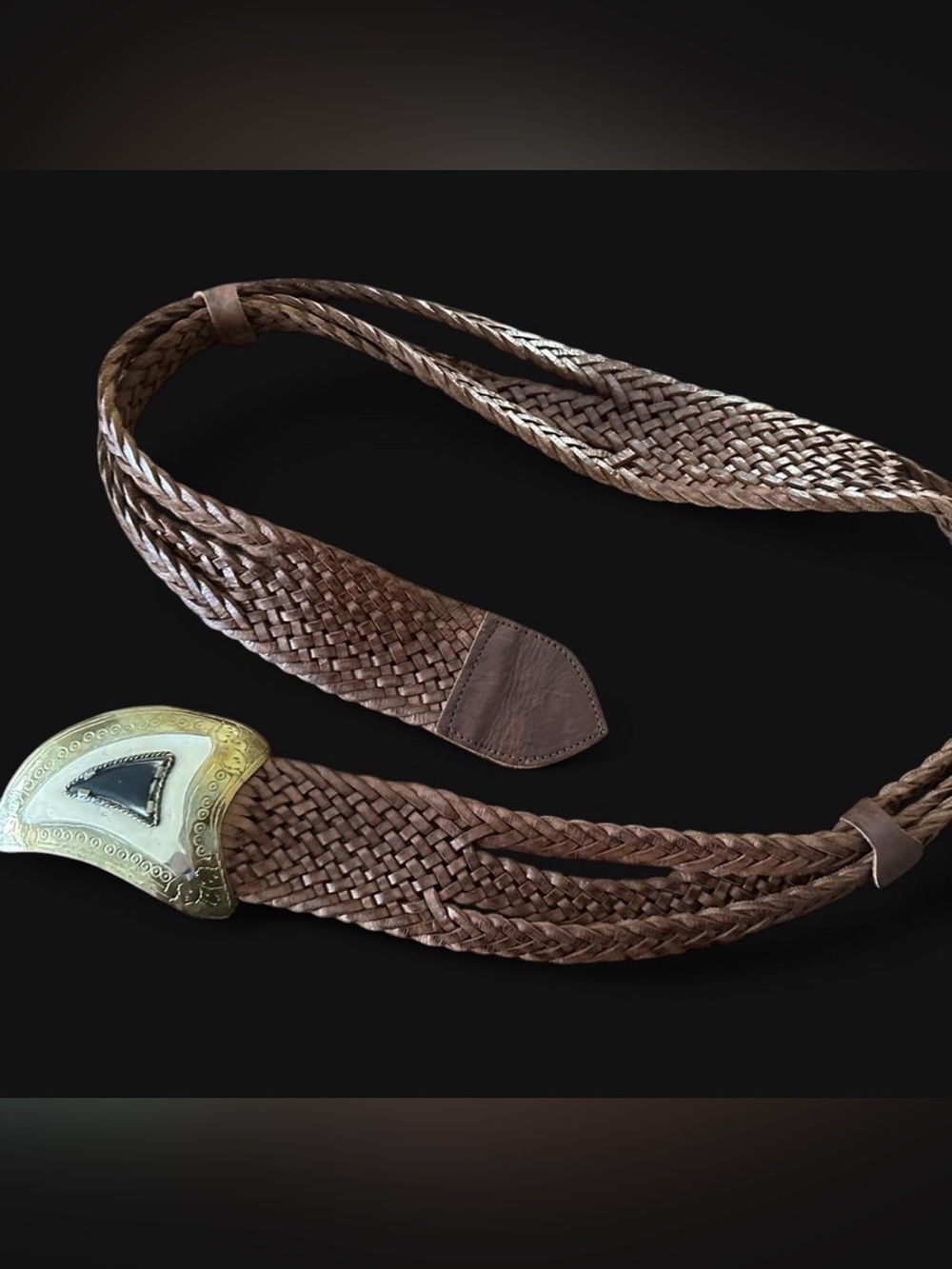 Chico's Moroccan Style Braided Brown Leather Belt Boho Western Indie Sleaze